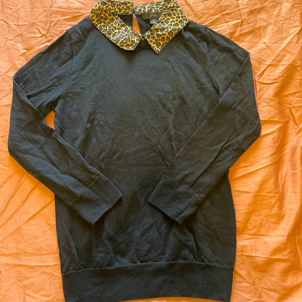 J. Crew Cotton Knit Collared Sweater